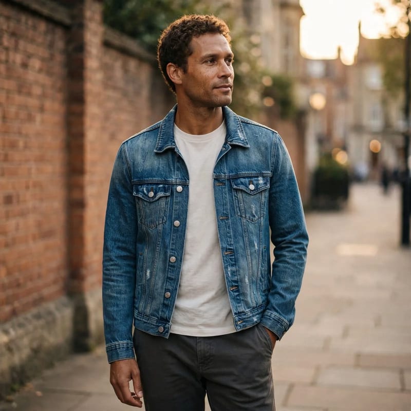 A man wearing a denim jacket