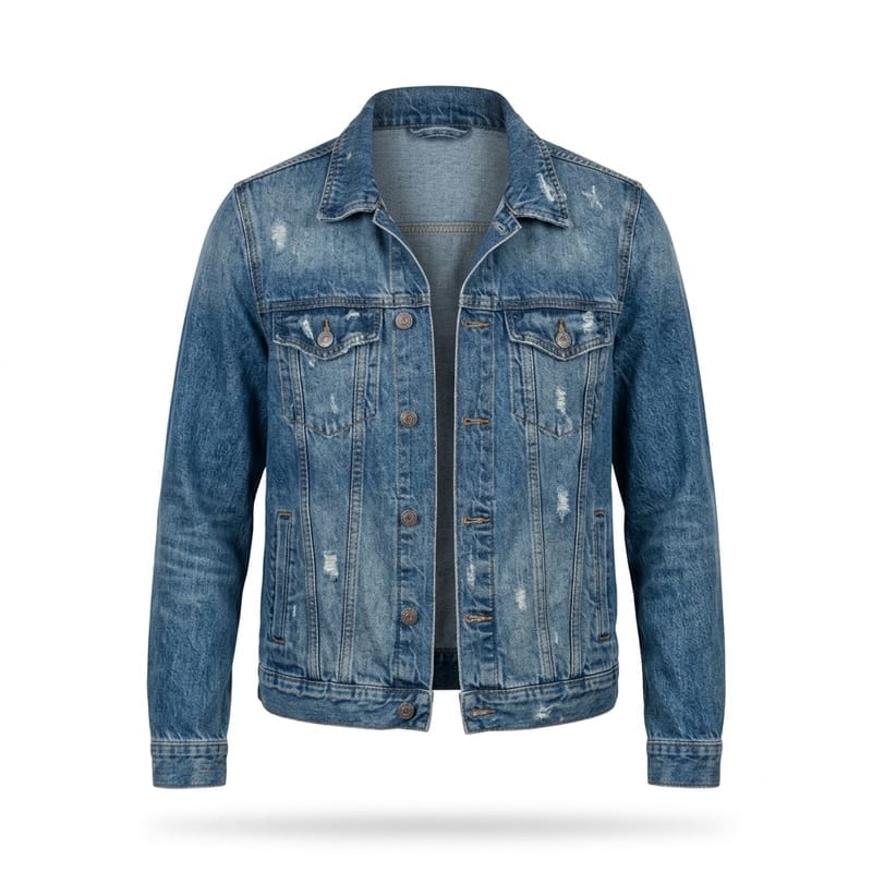 A denim jacket in a clean studio shot
