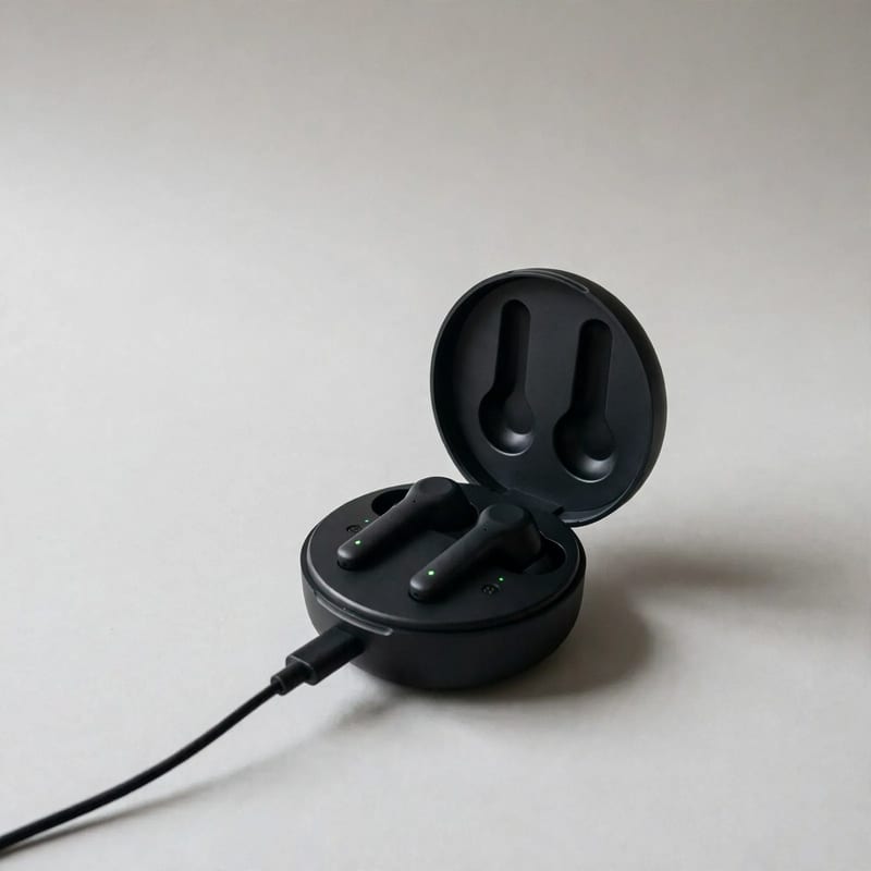 Black wireless earbuds in a clean studio shot
